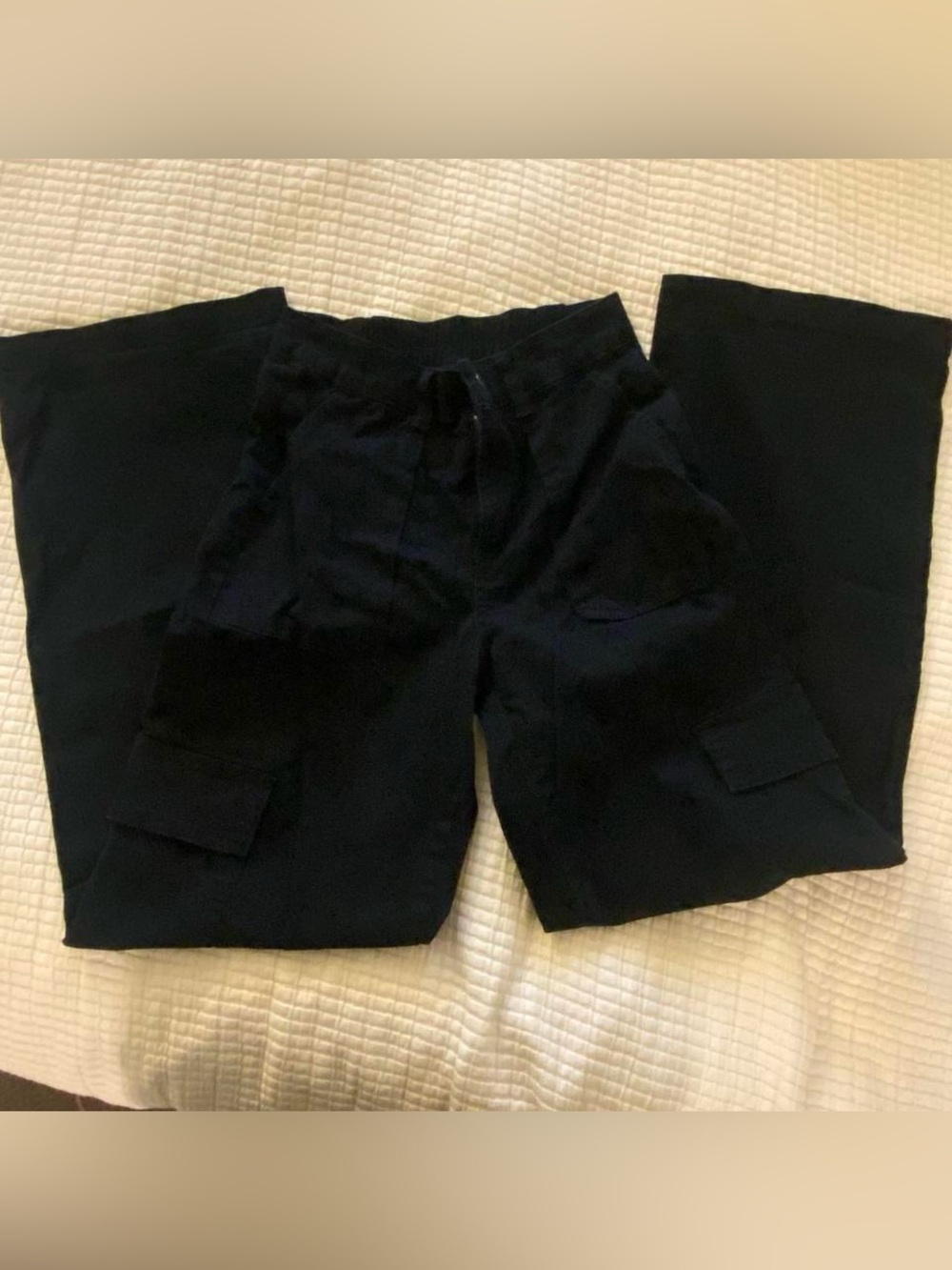 Black wide leg cargo pants